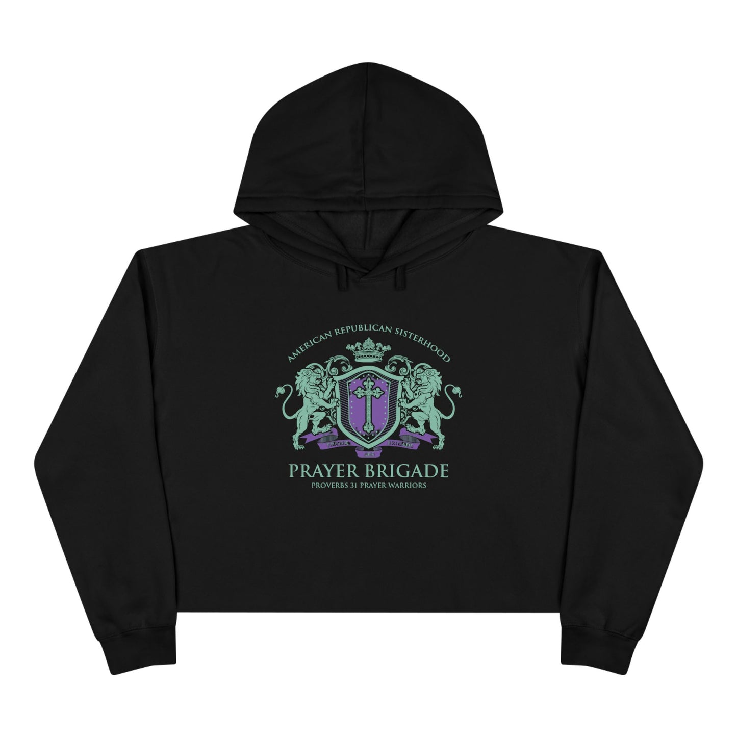 ARS Prayer Brigade Crop Hoodie (Green/Purple Logo)