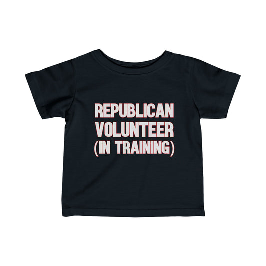 Republican Volunteer in Training Toddler Tshirt (White/Red Logo) - Sweet Baby Jeez Teez