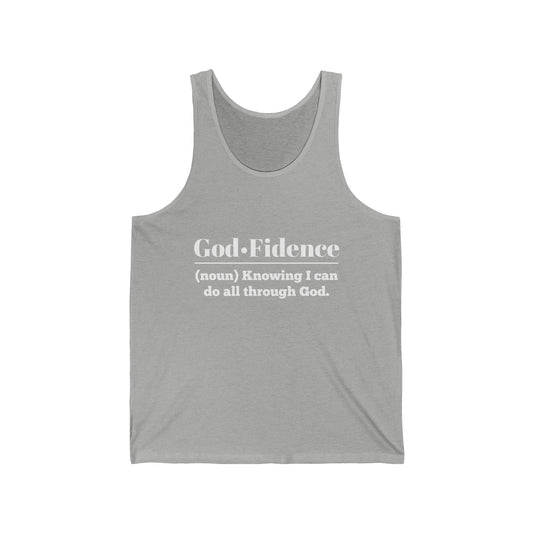 God-fidence Women's Relaxed Jersey Tank (White Logo)