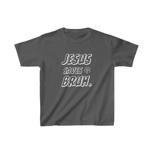 Jesus Saves Bruh Boy's Tshirt (White Logo)