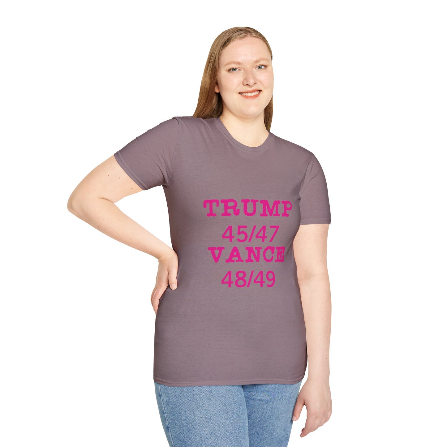 Trump/Vance Women's Relaxed/Plus Tshirt (Hot Pink Logo) - Sweet Baby Jeez Teez