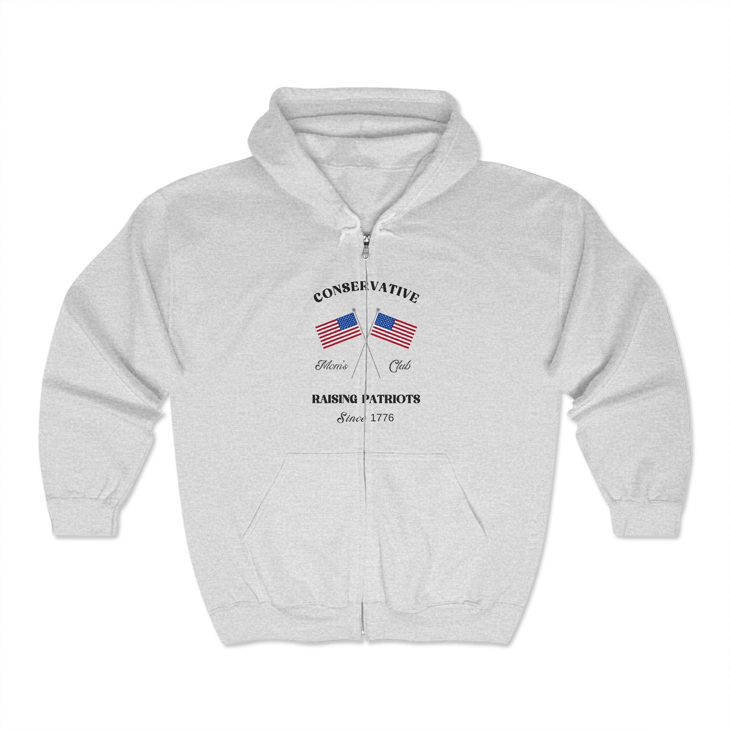 Conservative Mom's Club Patriotic Full Zip Hoodie (Black Logo)