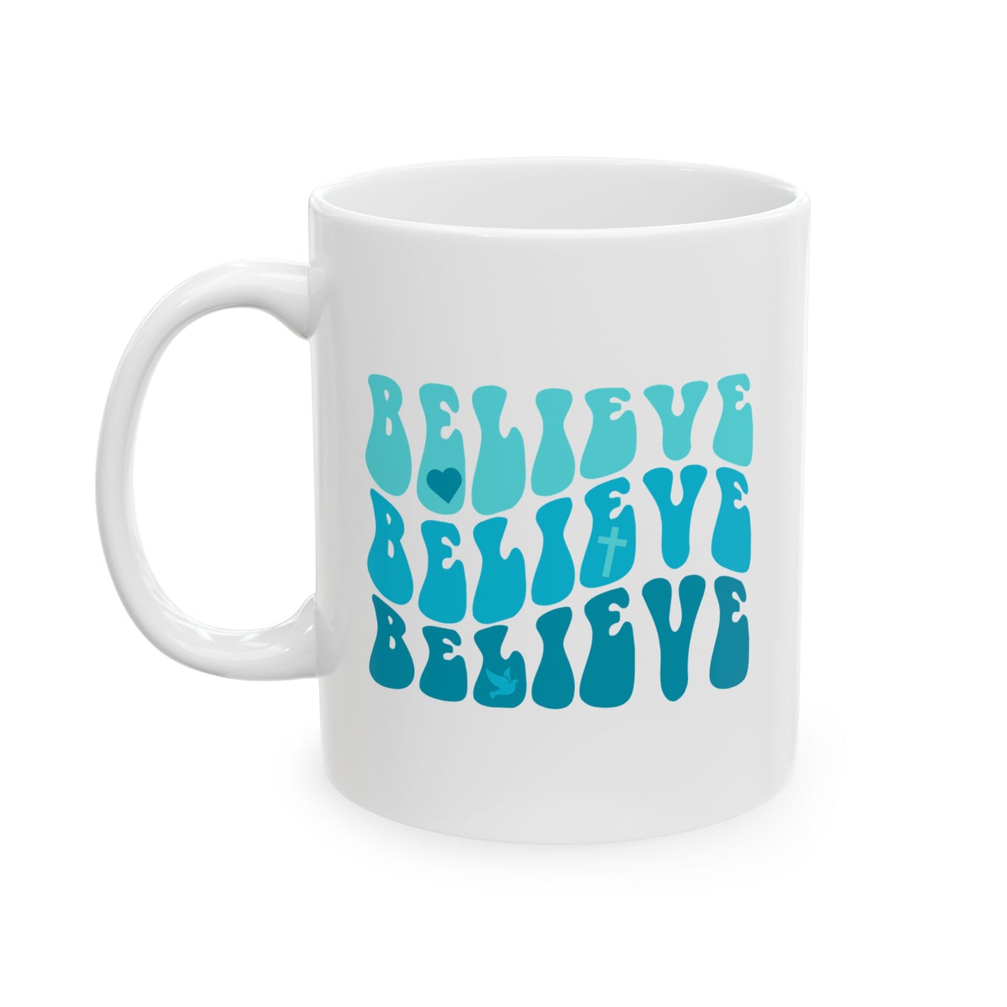 Believe x3 Mug (Aqua Logo) - Sweet Baby Jeez Teez