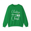 Christmas Begins with Christ Heavy Crewneck Sweatshirt (White/Gold Logo)