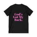 God's Got My Back Women's Relaxed/Plus V Neck (Hot Pink Logo Back) - Sweet Baby Jeez Teez