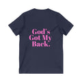 God's Got My Back Women's Relaxed/Plus V Neck (Hot Pink Logo Back) - Sweet Baby Jeez Teez