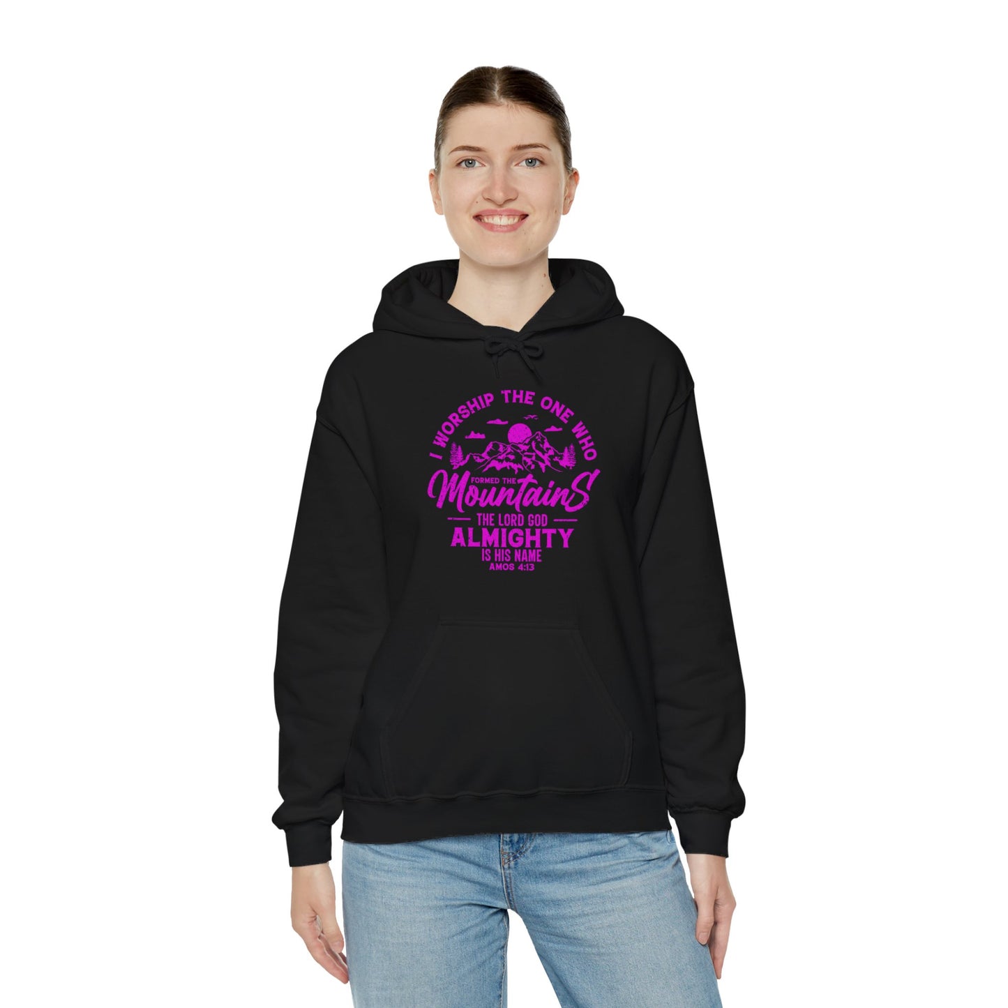 Mountains Women's Relaxed Hoodie (Hot Pink Logo) - Sweet Baby Jeez Teez