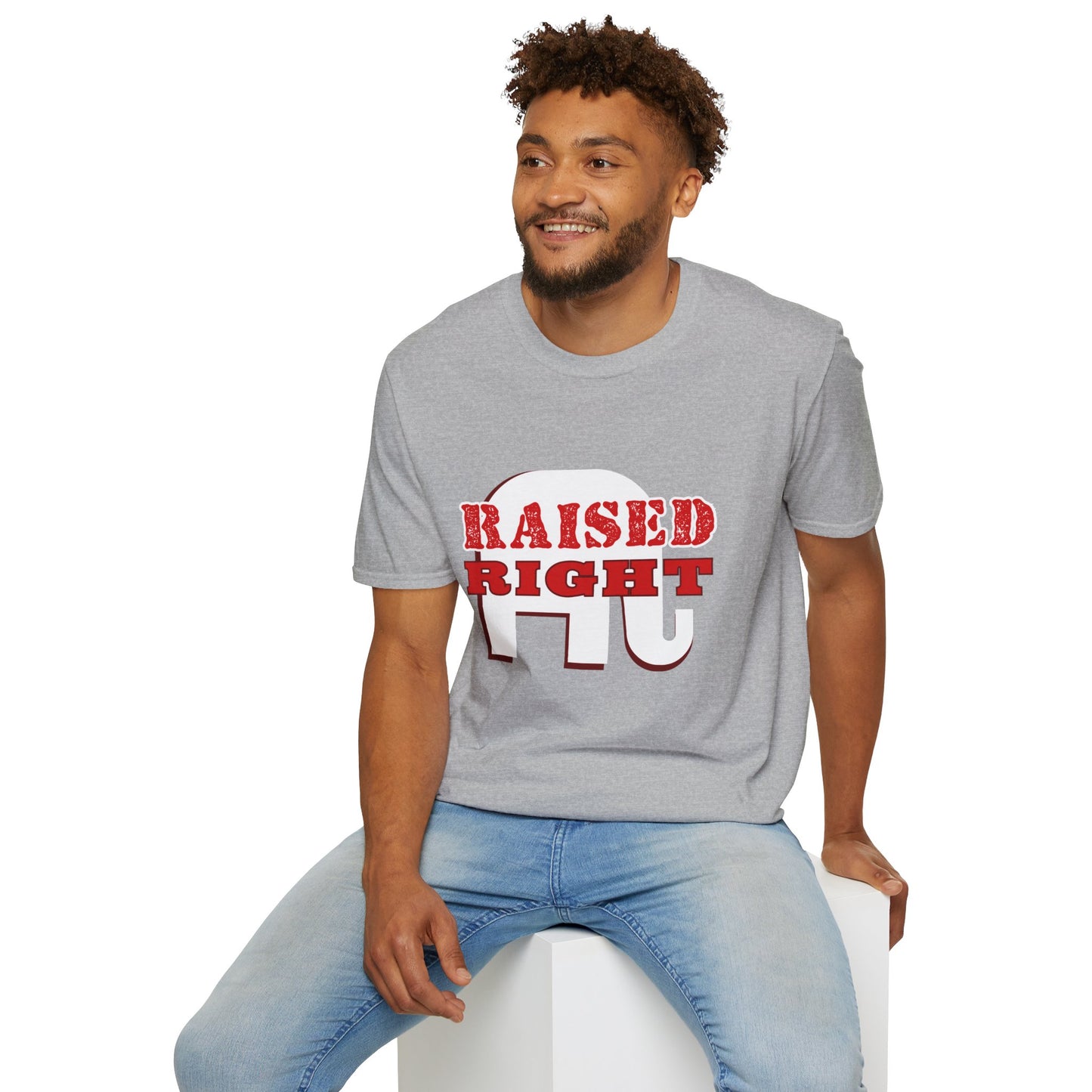 Raised Right Men's Tshirt (White Logo) - Sweet Baby Jeez Teez