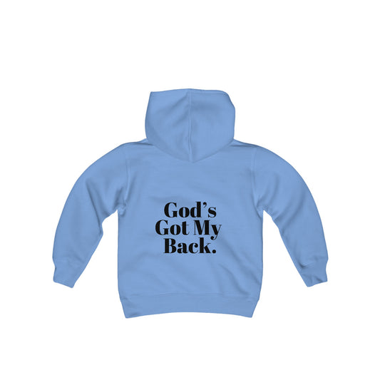 God's Got My Back Boys Hoodie (Black Logo - Back)