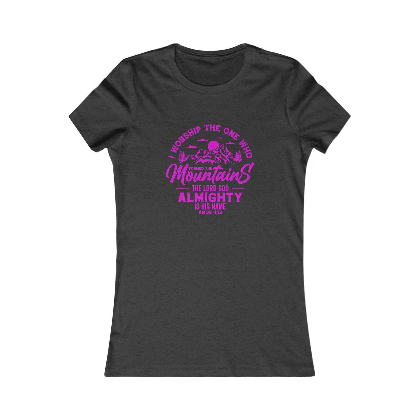 Mountains Women's Fitted Tshirt (Hot Pink Logo)