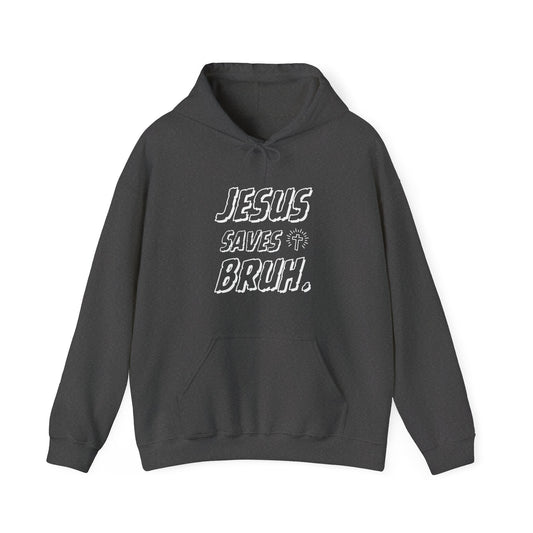 Jesus Saves Bruh Men's Hoodie (White Logo)