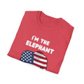 Elephant in Room Cartoon Women's Relaxed/Plus Tshirt  XS-5XL (White Logo, Red & Gray Tshirts)