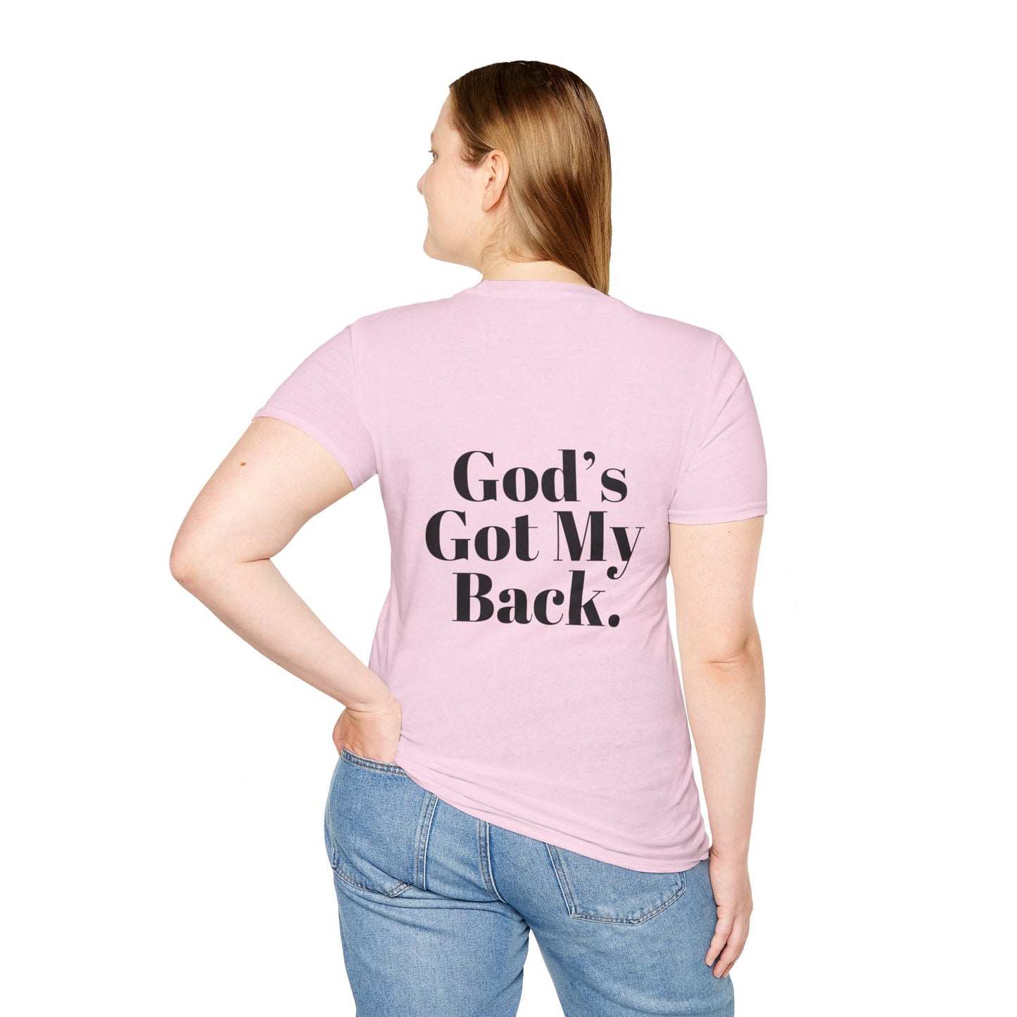 God's Got My Back Women's Relaxed/Plus Tshirt (Black Back Logo) - Sweet Baby Jeez Teez