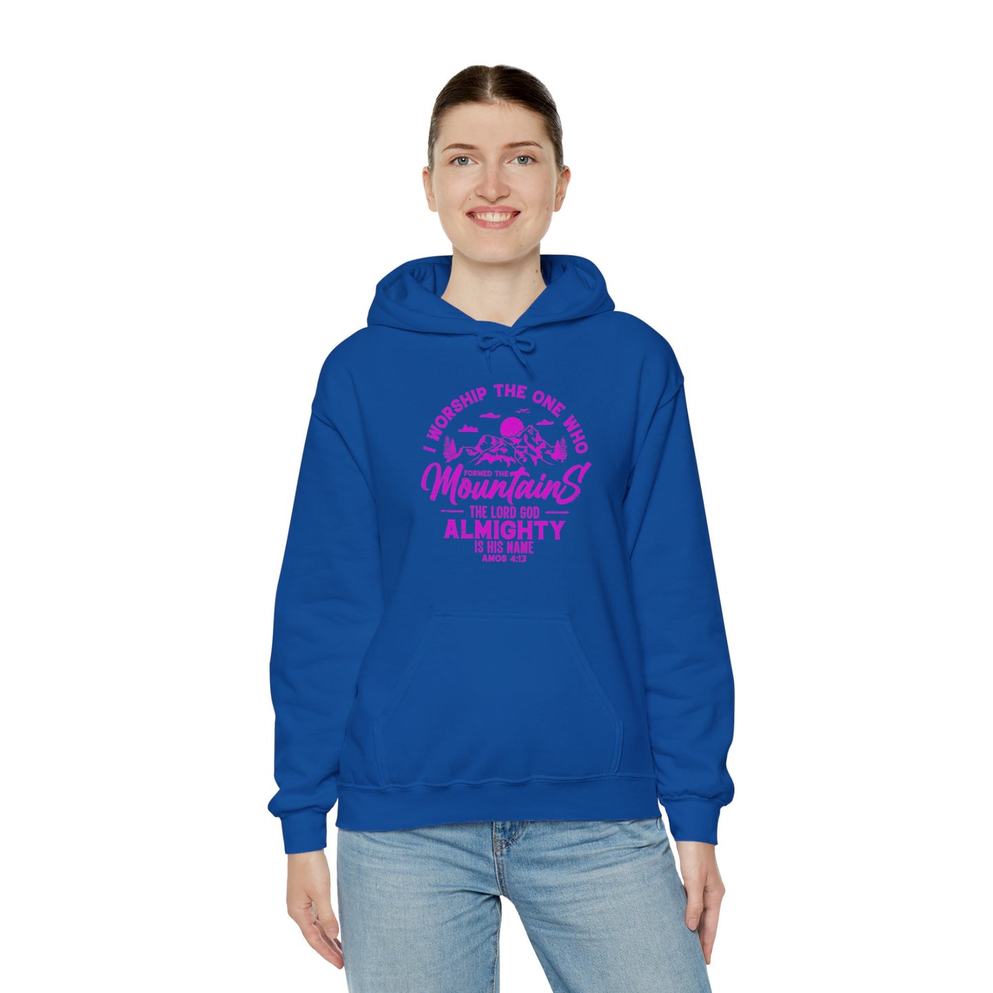 Mountains Women's Relaxed Hoodie (Hot Pink Logo) - Sweet Baby Jeez Teez