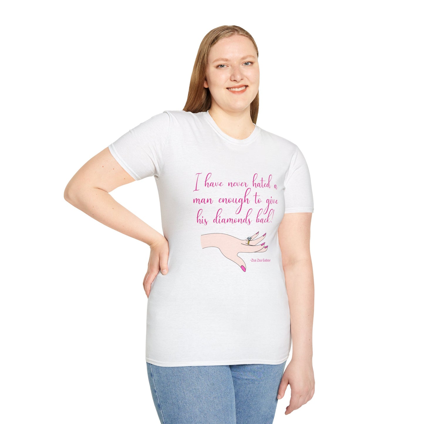 Gabor Diamonds Women's Relaxed/Plus Fit Tshirt (IW Pink Logo) - Sweet Baby Jeez Teez