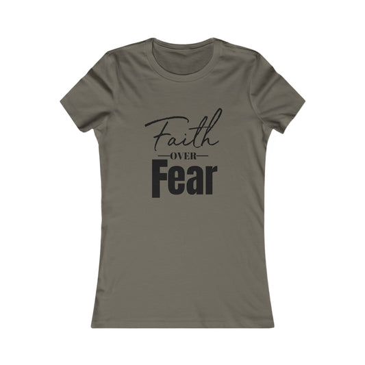 Faith Over Fear Women's Fitted Tshirt (Black Logo) - Sweet Baby Jeez Teez