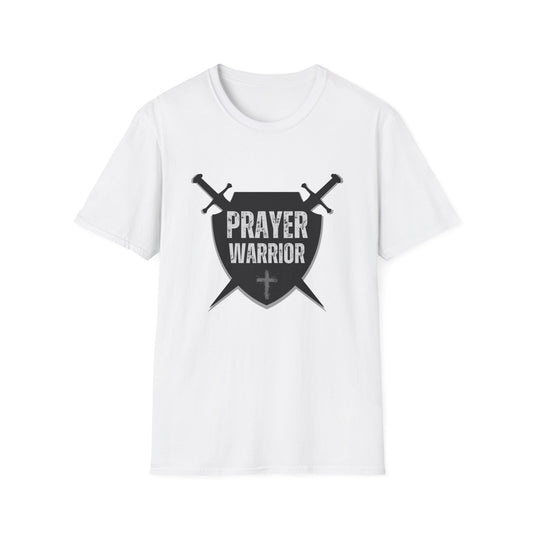 Prayer Warrior Shield Men's Tshirt (Black Logo) - Sweet Baby Jeez Teez