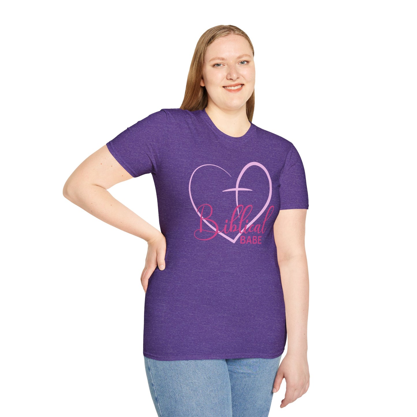 Biblical Babe Women's Relaxed/Plus Tshirt (Pink Heart Logo) - Sweet Baby Jeez Teez