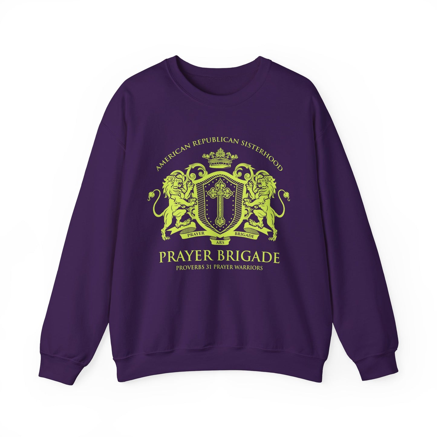 ARS Prayer Brigade Unisex Crewneck Sweatshirt (Chartreuse Logo)