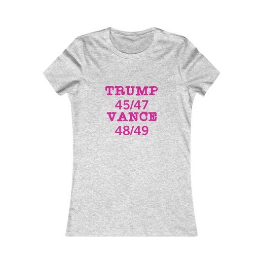 Trump/Vance Women's Fitted Tshirt (Hot Pink Logo) - Sweet Baby Jeez Teez