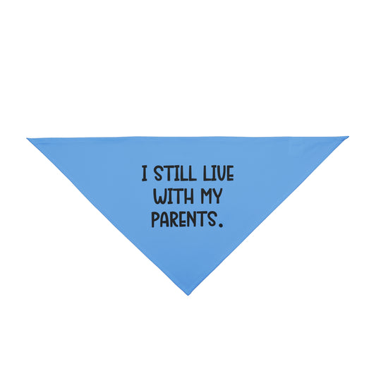 Live with Parents Pet Bandana, Blue (Black Logo)