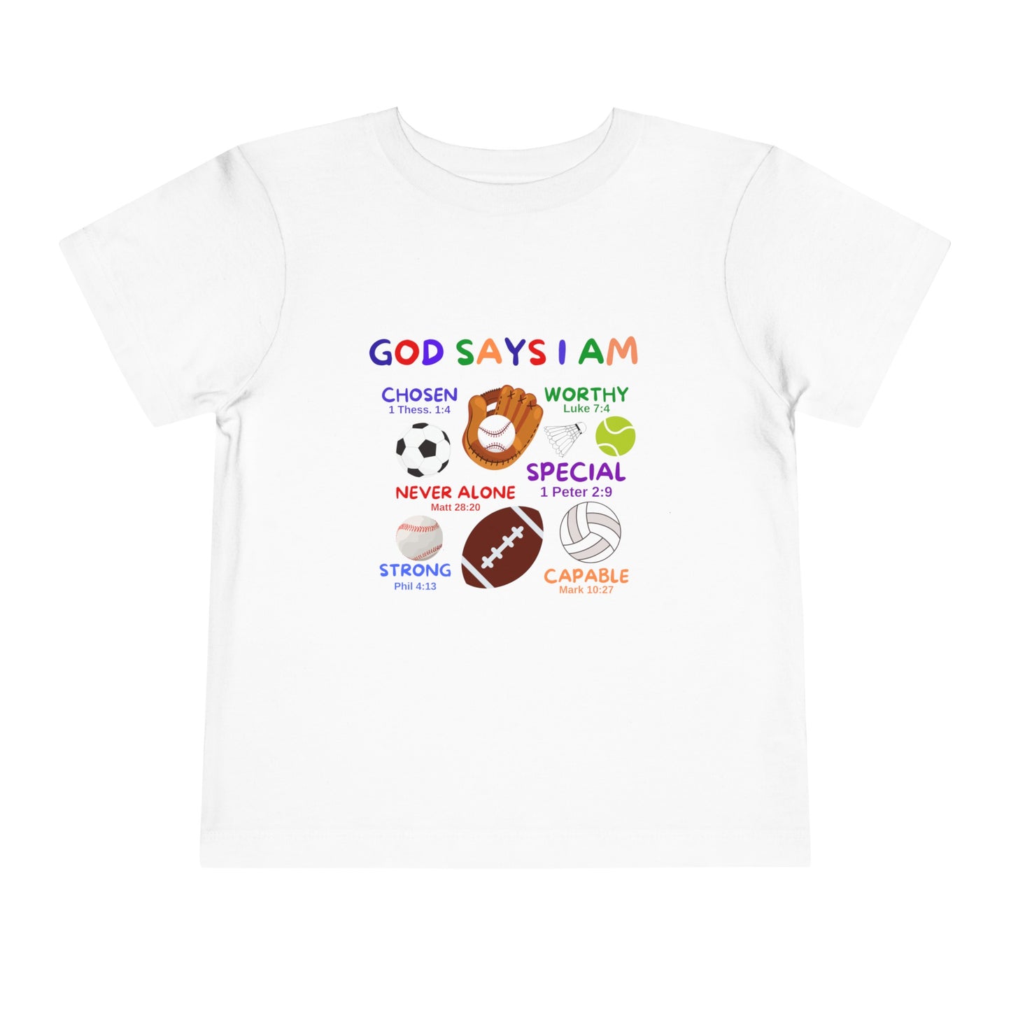 God Says I am Toddler Boys Tshirt (Sports Logo)