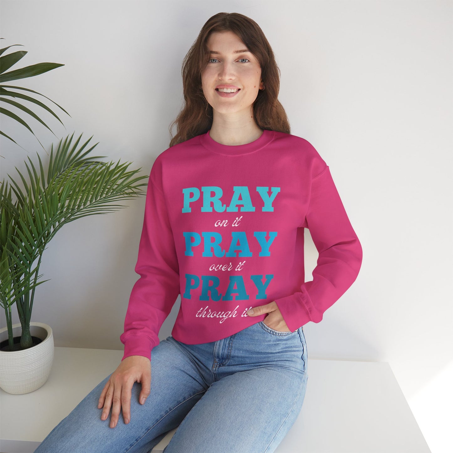 Pray On It Women's Relaxed Sweatshirt (Teals Logo) - Sweet Baby Jeez Teez