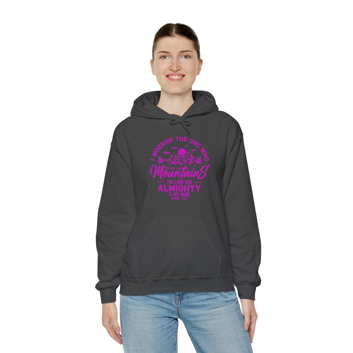 Mountains Women's Relaxed Hoodie (Hot Pink Logo) - Sweet Baby Jeez Teez