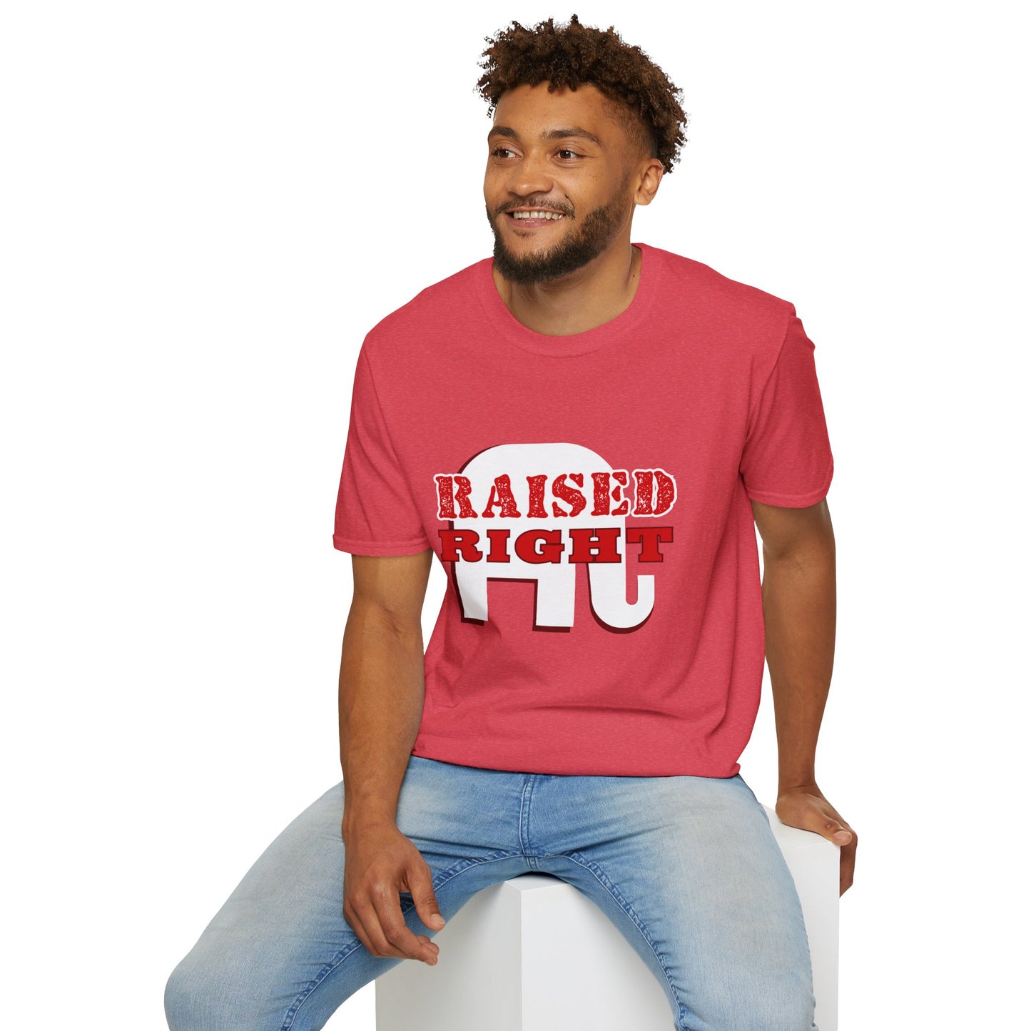 Raised Right Men's Tshirt (White Logo) - Sweet Baby Jeez Teez