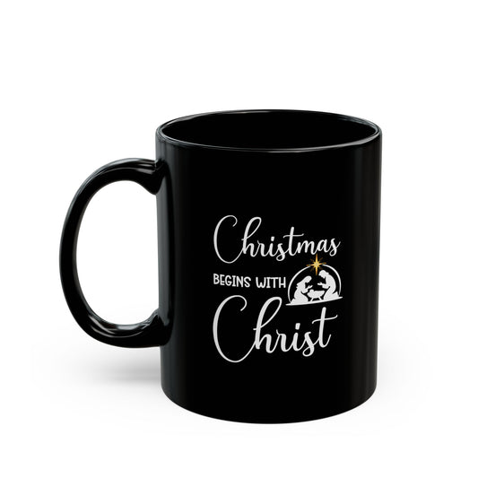 Christmas Begins with Christ Black Mug (11oz, 15oz)