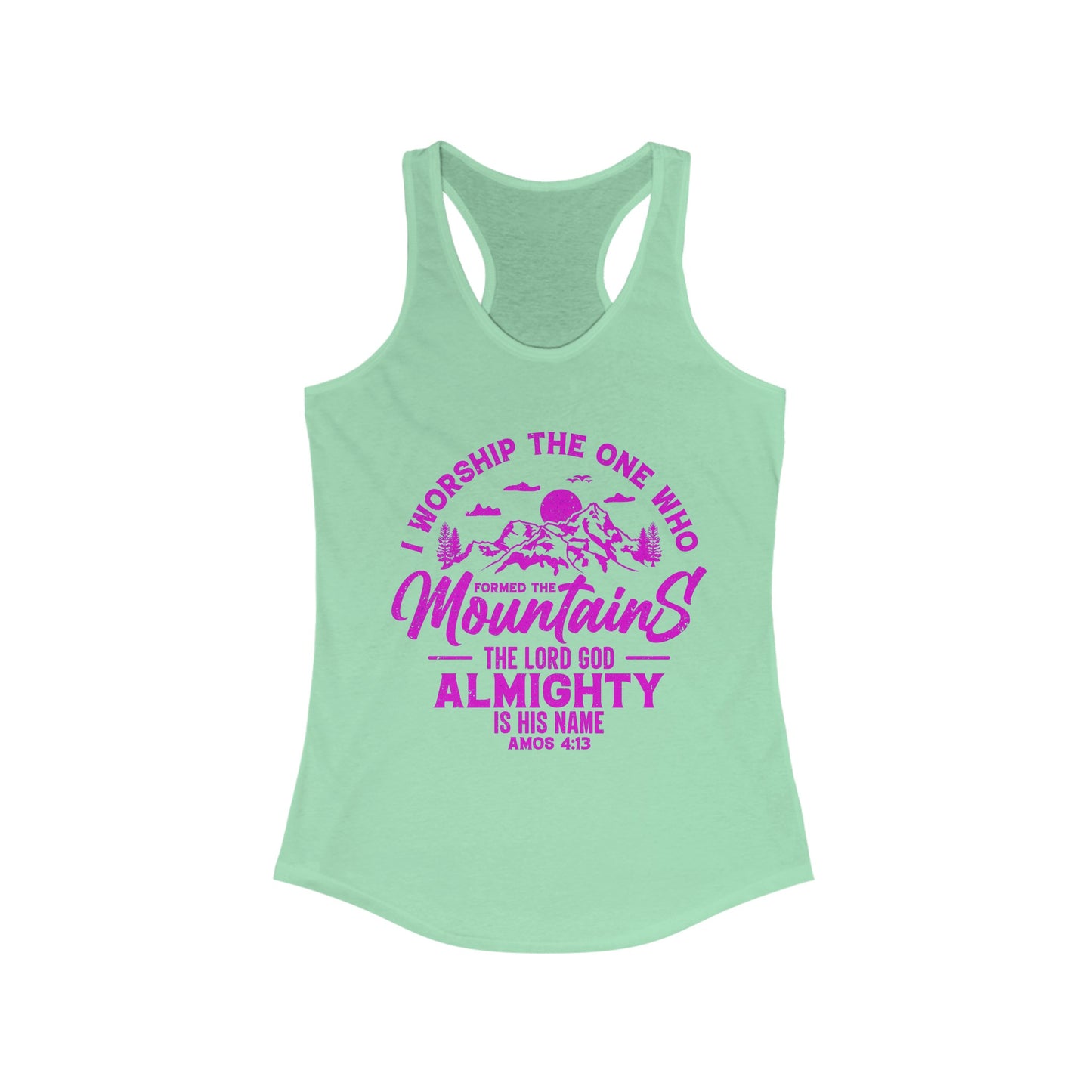 Mountains Women's Racerback Tank (Hot Pink Logo) - Sweet Baby Jeez Teez