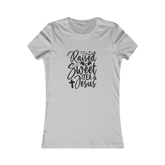 Sweet Tea and Jesus Women's Fitted Tshirt (Black Logo) - Sweet Baby Jeez Teez