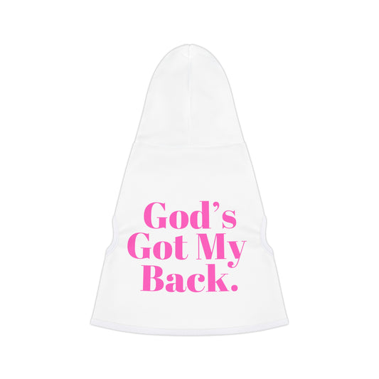 God's Got My Back Pet Hoodie (Pink Logo)