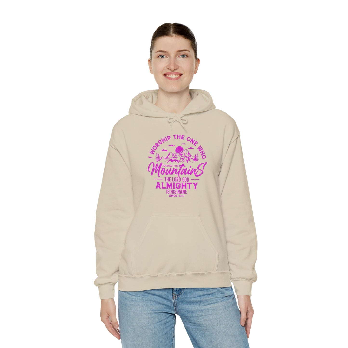 Mountains Women's Relaxed Hoodie (Hot Pink Logo) - Sweet Baby Jeez Teez