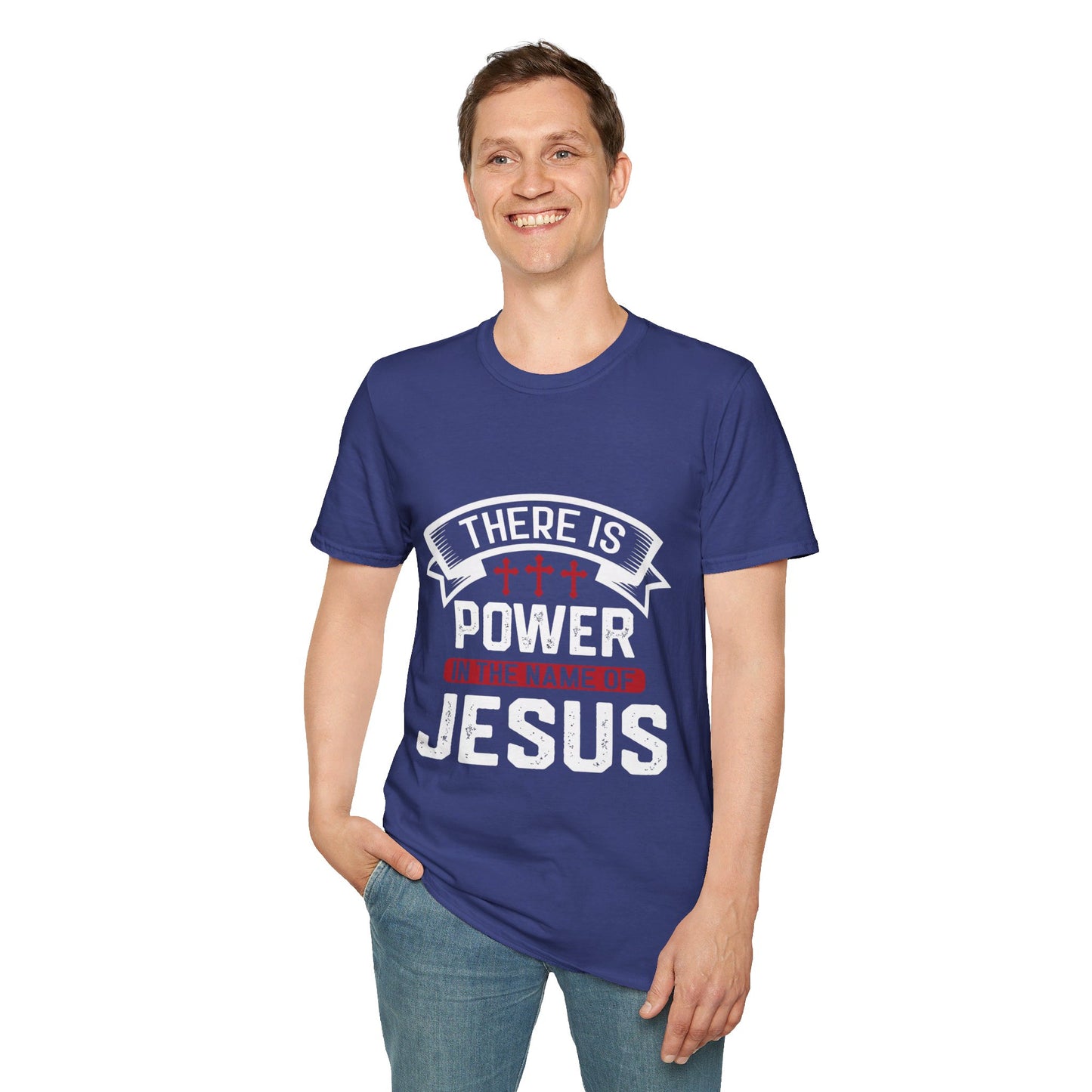 Name Jesus Men's Tshirt (White/Red Logo) - Sweet Baby Jeez Teez