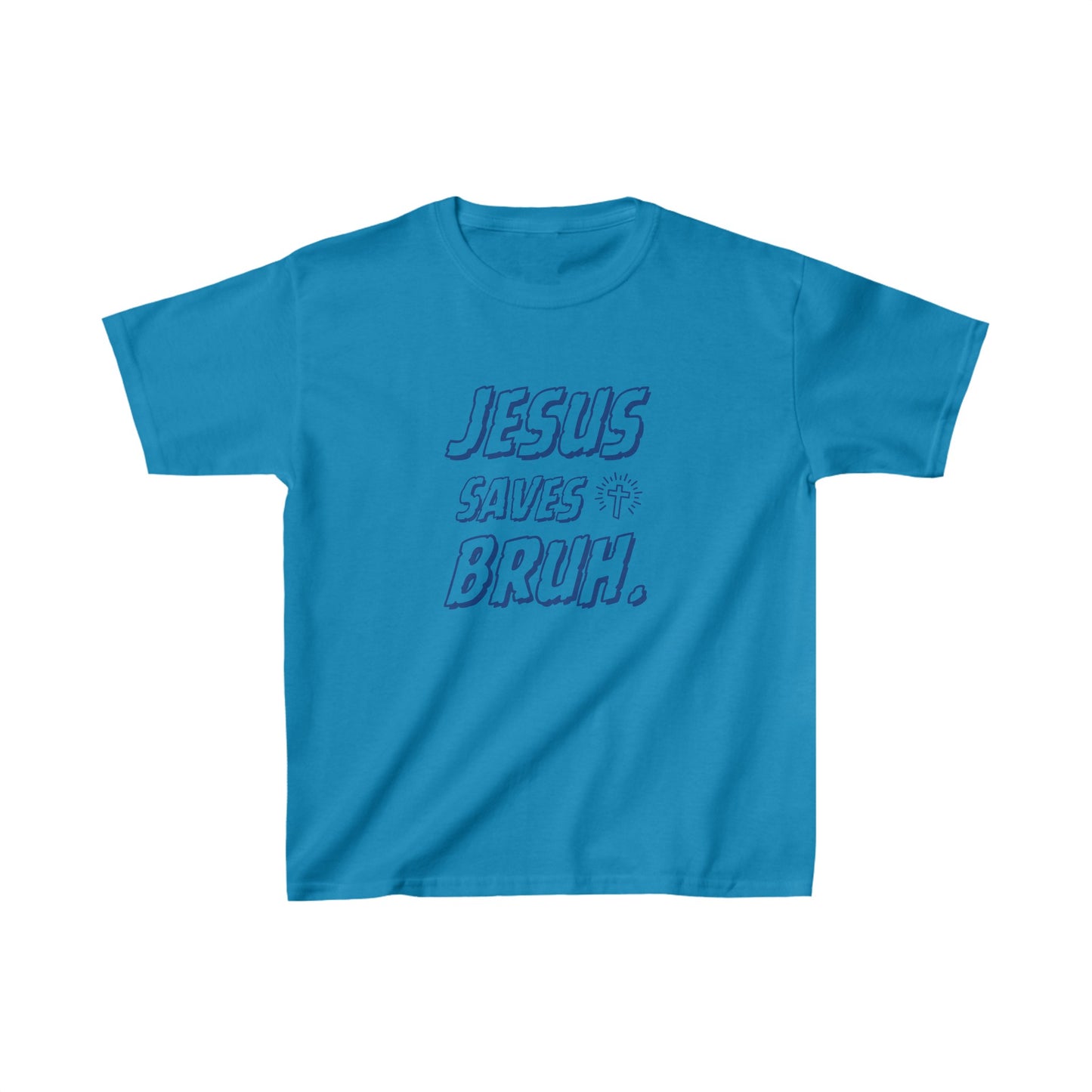 Jesus Saves Bruh Boys Tshirt (Navy Blue Logo)