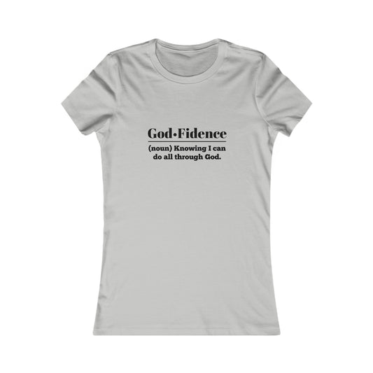 God-fidence Women's Fitted  Tshirt (Black Logo)