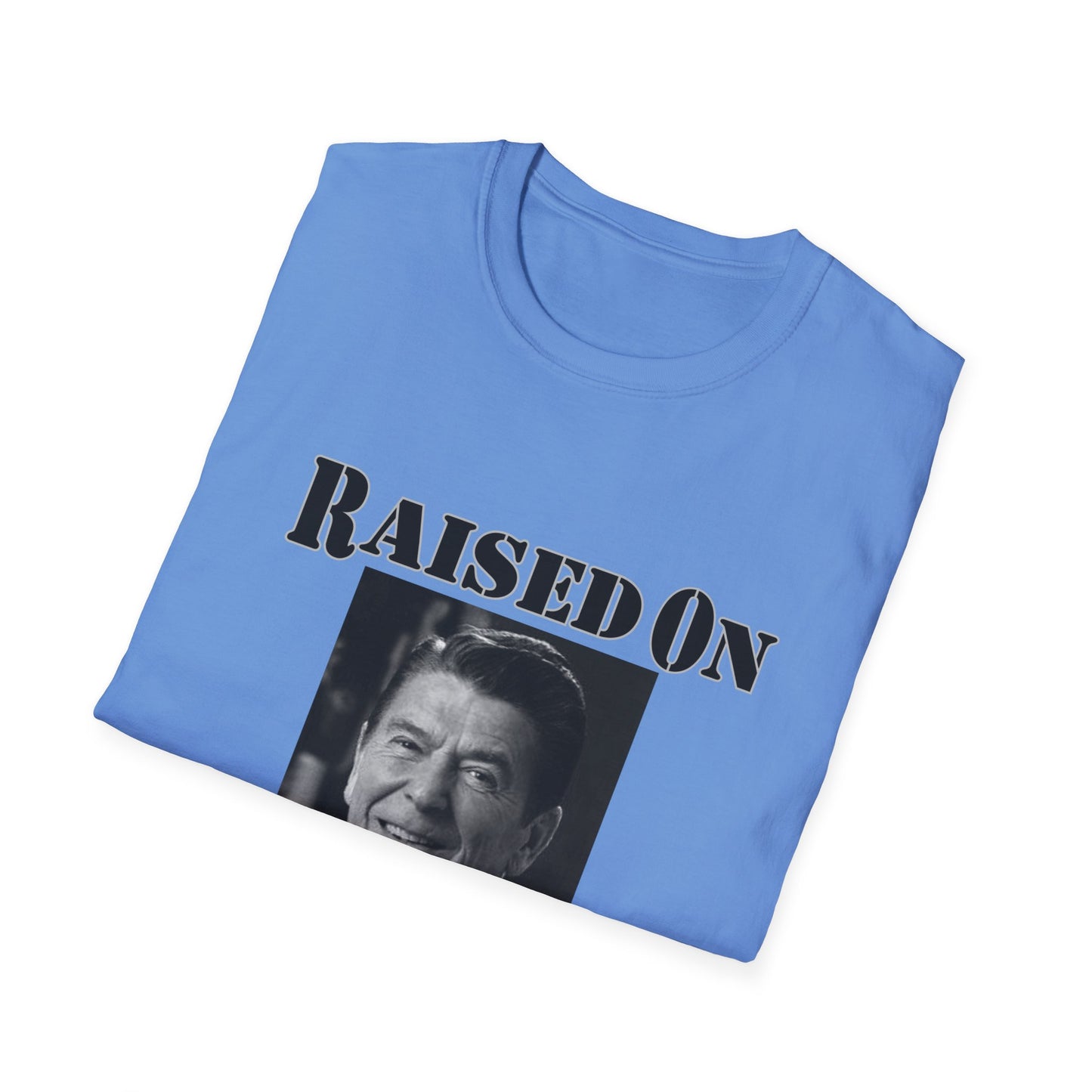 Raised on Reagan Men's Tshirt (Black Logo) - Sweet Baby Jeez Teez