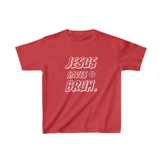 Jesus Saves Bruh Boys Tshirt (White Logo)