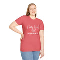 Pretty Girls Women's Relaxed/Plus Tshirt (White/Red Logo) - Sweet Baby Jeez Teez