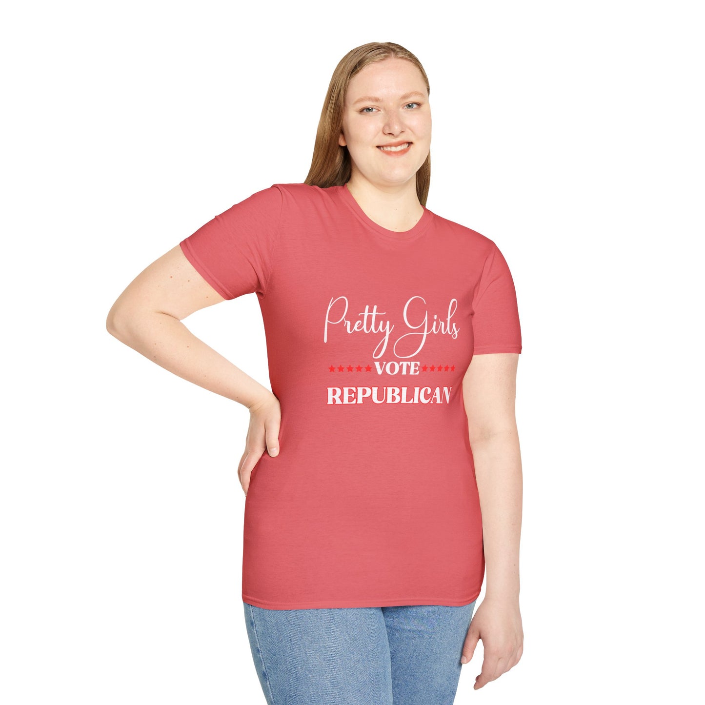 Pretty Girls Women's Relaxed/Plus Tshirt (White/Red Logo) - Sweet Baby Jeez Teez