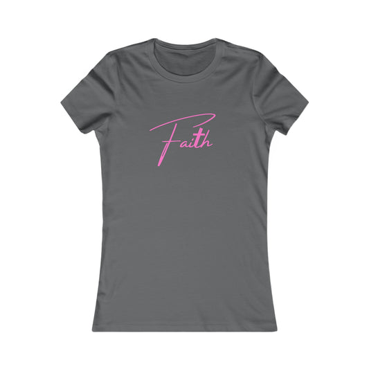 Cross-ed T Faith Women's Tshirt (Hot Pink Logo)