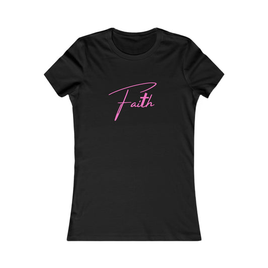 Cross-ed T Faith Women's Tshirt (Hot Pink Logo)