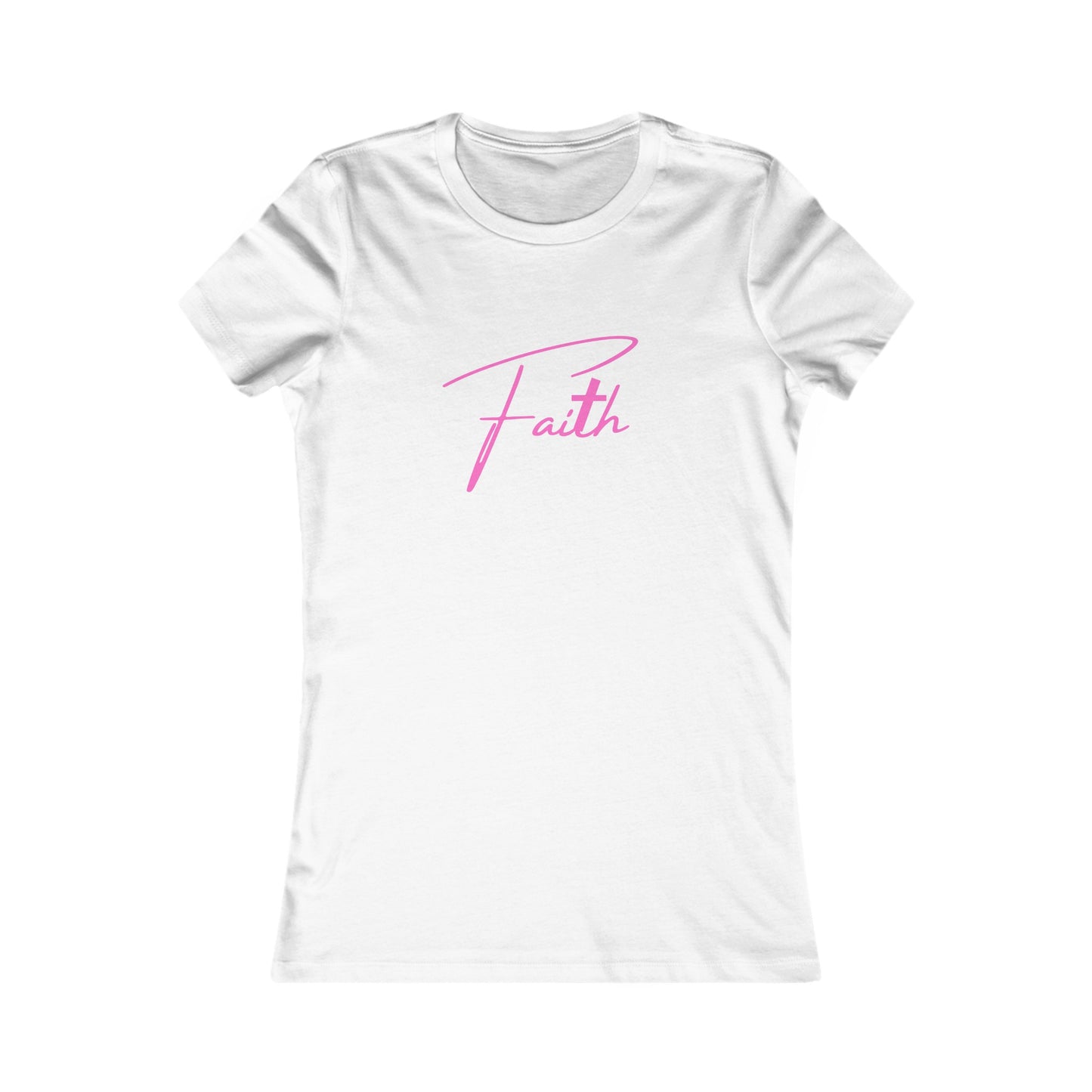 Cross-ed T Faith Women's Fitted Tshirt (Hot Pink Logo)