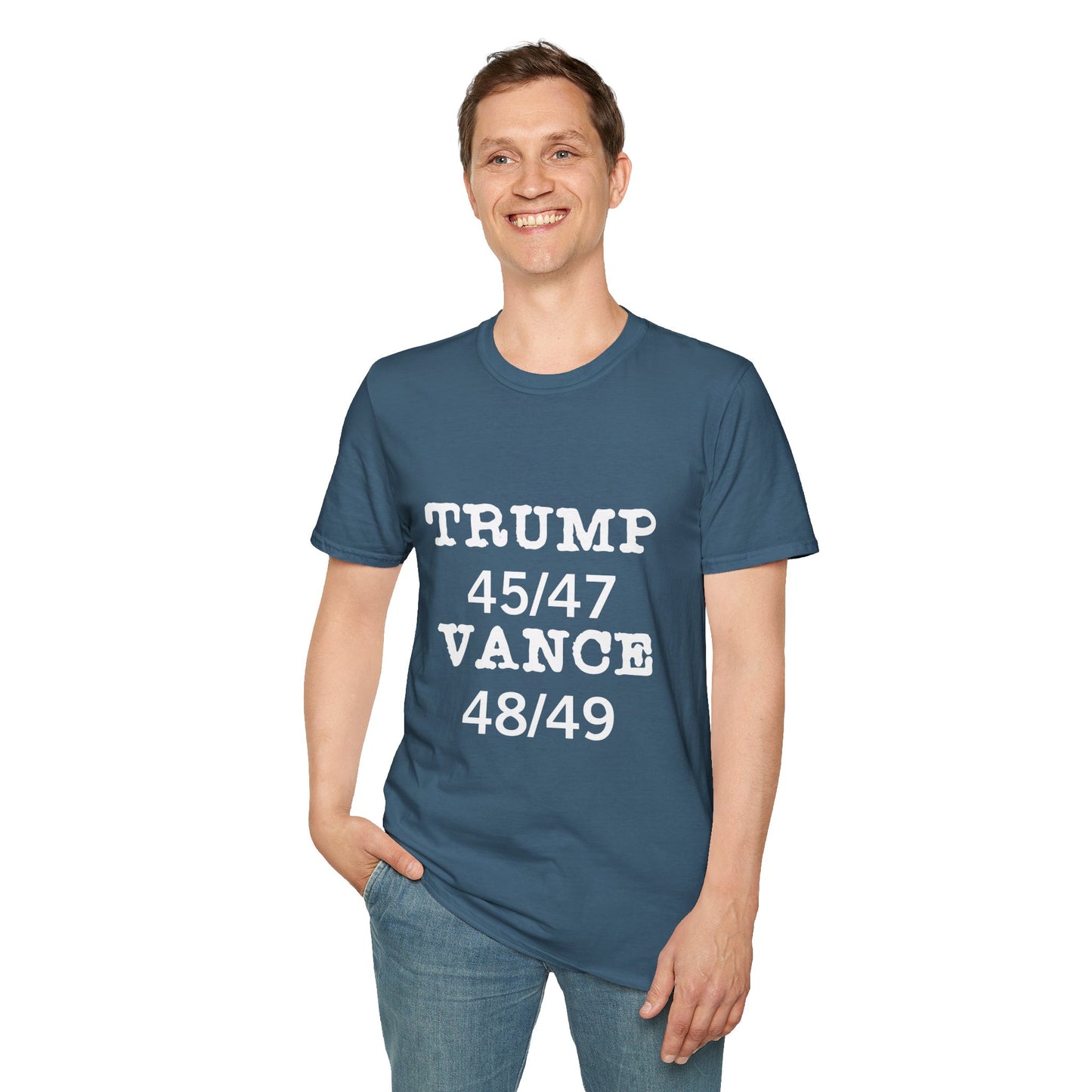 Trump/Vance Men's Tshirt (White Logo) - Sweet Baby Jeez Teez