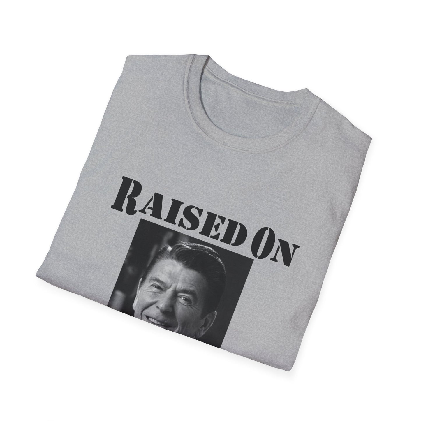 Raised on Reagan Men's Tshirt (Black Logo) - Sweet Baby Jeez Teez