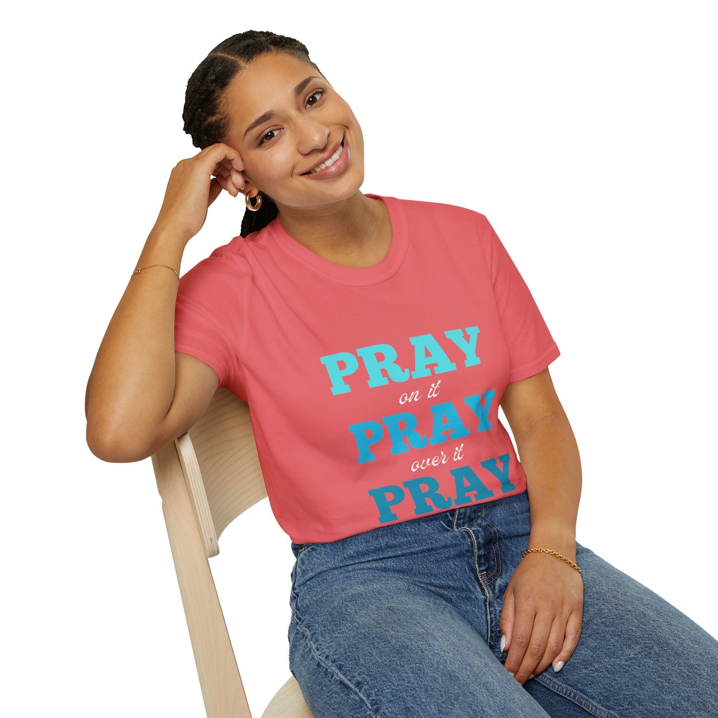 Pray On It Women's Relaxed/Plus Tshirt (Teals Logo) - Sweet Baby Jeez Teez