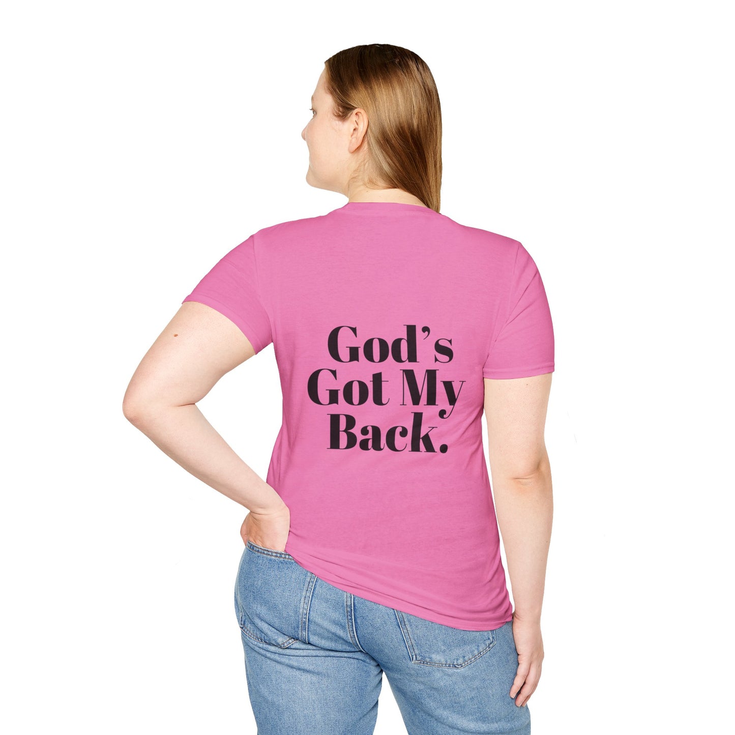 God's Got My Back Women's Relaxed/Plus Tshirt (Black Back Logo) - Sweet Baby Jeez Teez