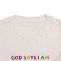 God Says I am Toddler Boys Tshirt (Sports Logo)