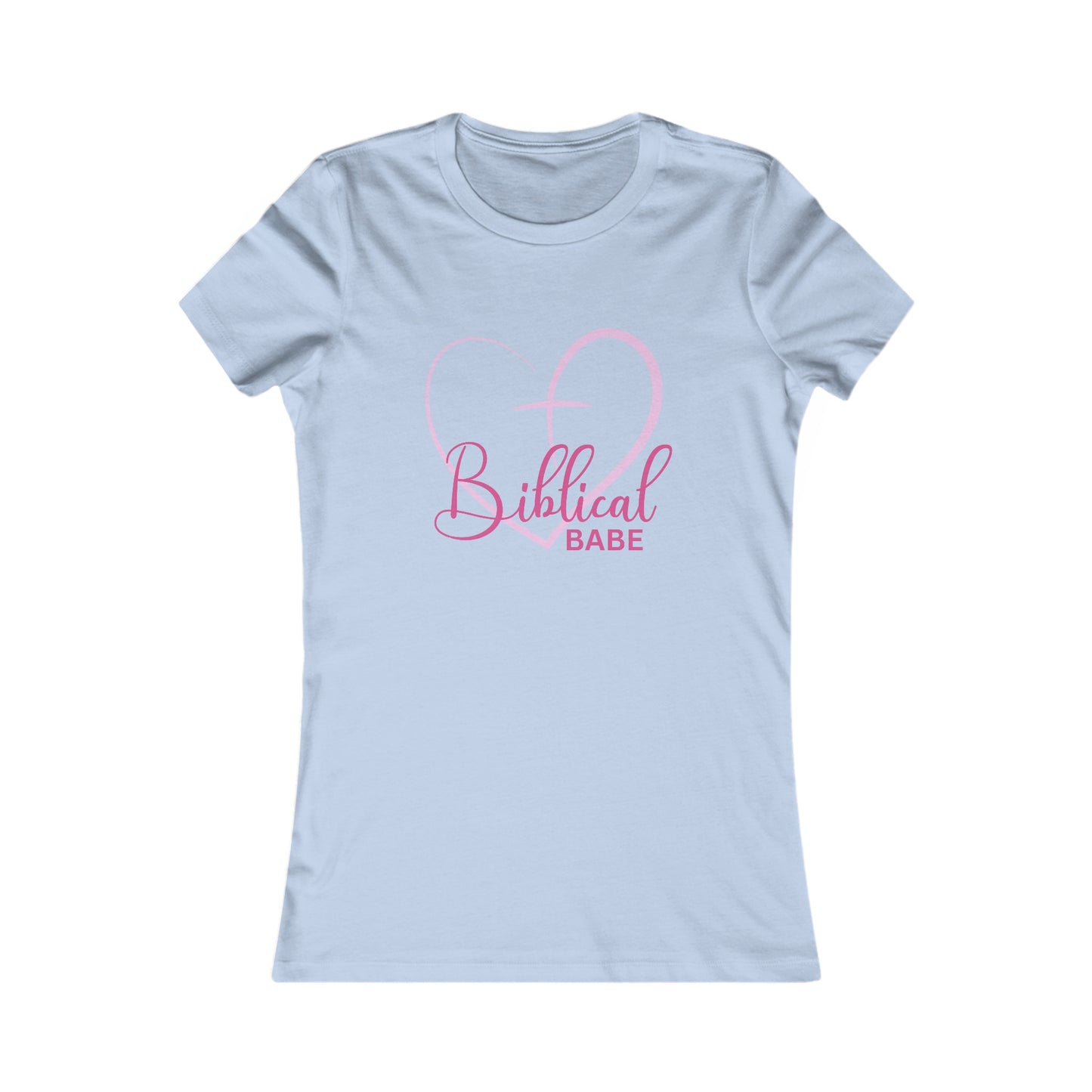 Biblical Babe Women's Fitted Tshirt (Pink Heart Logo) - Sweet Baby Jeez Teez